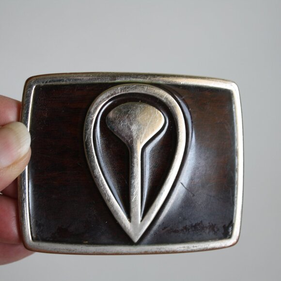 Vintage Nixon Belt buckle Brown enamel silver logo unisex - Picture 3 of 5